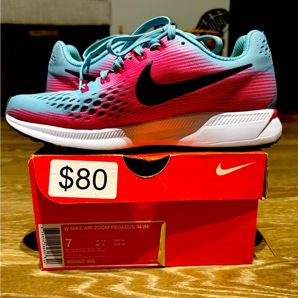 Nike Women's Air Zoom Pegasus 34 880562-406 Blue Running Shoes Sneakers Size 7 N